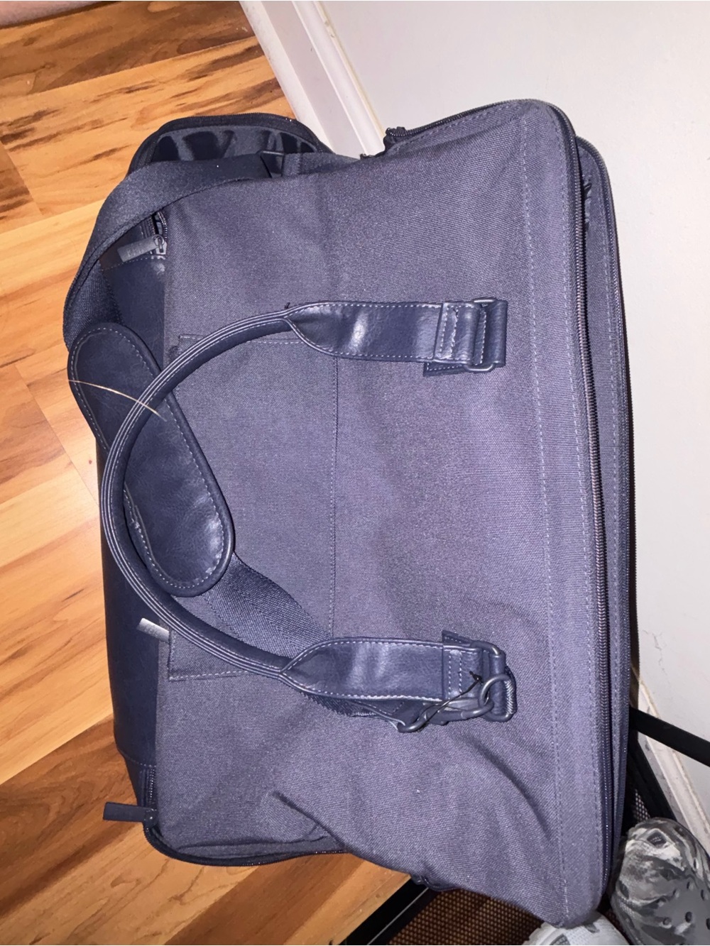 Beis Navy Duffel Bag with Leather Accents